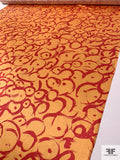 Brushstroke Circles Printed Silk Charmeuse - Tangerine Orange / Red