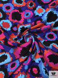 Colorful Bursts Matte-Side Printed Silk Charmeuse - Hot Pink / Indigo / Blue / Hot Coral / Black