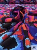 Colorful Bursts Matte-Side Printed Silk Charmeuse - Hot Pink / Indigo / Blue / Hot Coral / Black