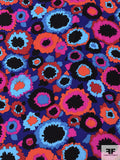 Colorful Bursts Matte-Side Printed Silk Charmeuse - Hot Pink / Indigo / Blue / Hot Coral / Black