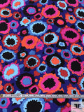 Colorful Bursts Matte-Side Printed Silk Charmeuse - Hot Pink / Indigo / Blue / Hot Coral / Black