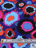 Colorful Bursts Matte-Side Printed Silk Charmeuse - Hot Pink / Indigo / Blue / Hot Coral / Black