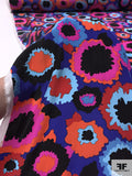 Colorful Bursts Matte-Side Printed Silk Charmeuse - Hot Pink / Indigo / Blue / Hot Coral / Black