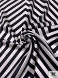 Giant Zig Zag Printed Silk Charmeuse - Black / Off-White