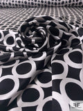 Circles Grid Printed Silk Charmeuse - Black / Off-White