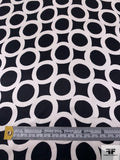 Circles Grid Printed Silk Charmeuse - Black / Off-White