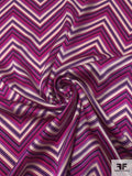 Chevron Printed Silk Charmeuse - Purples / Light Blush
