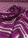 Chevron Printed Silk Charmeuse - Purples / Light Blush