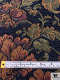 Floral Tapestry-Look Brocade - Navy Blue / Greens / Turmeric / Red