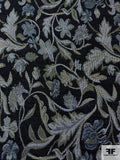 Leaf Vine Tapestry-Look Brocade - Navy / Light Blues / Muted Green