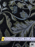 Leaf Vine Tapestry-Look Brocade - Navy / Light Blues / Muted Green