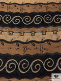 Multi Pattern Design Tapestry-Look Brocade - Brown / Tan / Black