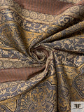 Orient Inspired Tapestry-Look Brocade - Gold / Grey / Beige