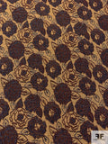 Floral Tapestry-Look Brocade - Maroon / Nude-Gold / Navy