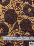 Floral Tapestry-Look Brocade - Maroon / Nude-Gold / Navy