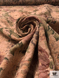 Floral Tapestry-Look Brocade - Earthy-Blush / Greens / Dark Red / Navy