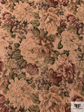 Floral Tapestry-Look Brocade - Earthy-Blush / Greens / Dark Red / Navy