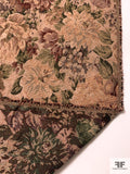 Floral Tapestry-Look Brocade - Earthy-Blush / Greens / Dark Red / Navy