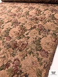 Floral Tapestry-Look Brocade - Earthy-Blush / Greens / Dark Red / Navy