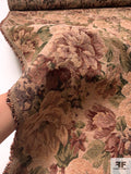 Floral Tapestry-Look Brocade - Earthy-Blush / Greens / Dark Red / Navy