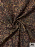 Novelty Floral Textured Brocade with Chenille Yarns - Shades of Brown / Antique Gold / Black