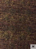 Novelty Floral Textured Brocade with Chenille Yarns - Shades of Brown / Antique Gold / Black