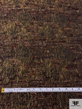 Novelty Floral Textured Brocade with Chenille Yarns - Shades of Brown / Antique Gold / Black