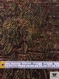 Novelty Floral Textured Brocade with Chenille Yarns - Shades of Brown / Antique Gold / Black