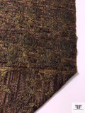 Novelty Floral Textured Brocade with Chenille Yarns - Shades of Brown / Antique Gold / Black