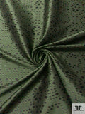 Stencil Circle Patterned Brocade - Moss Green / Black