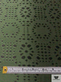 Stencil Circle Patterned Brocade - Moss Green / Black