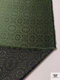 Stencil Circle Patterned Brocade - Moss Green / Black