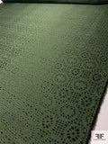 Stencil Circle Patterned Brocade - Moss Green / Black