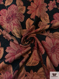 Floral Tapestry-Look Brocade - Cranberry / Antique Orange / Black