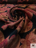 Floral Tapestry-Look Brocade - Cranberry / Antique Orange / Black