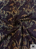 Leaf Stalk Tapestry-Look Brocade - Eggplant / Sage / Tan / Breown