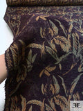 Leaf Stalk Tapestry-Look Brocade - Eggplant / Sage / Tan / Breown