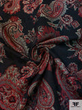 Paisley Tapestry-Look Brocade - Red / Beige / Black