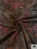 Ornate Floral Tapestry-Look Brocade - Brown / Antique Orange / Greens / Bllue