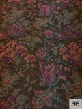 Ornate Floral Tapestry-Look Brocade - Brown / Antique Orange / Greens / Bllue