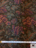 Ornate Floral Tapestry-Look Brocade - Brown / Antique Orange / Greens / Bllue