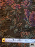 Ornate Floral Tapestry-Look Brocade - Brown / Antique Orange / Greens / Bllue