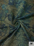 Leaf Bouquet Tapestry-Look Brocade - Army Green / Mint Green / Navy