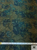 Leaf Bouquet Tapestry-Look Brocade - Army Green / Mint Green / Navy