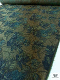 Leaf Bouquet Tapestry-Look Brocade - Army Green / Mint Green / Navy