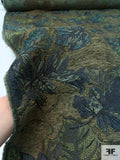 Leaf Bouquet Tapestry-Look Brocade - Army Green / Mint Green / Navy