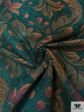 Leaf Blossom Tapestry-Look Brocade - Jade Green / Antique Orange / Red / Navy