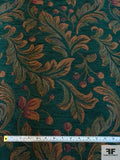 Leaf Blossom Tapestry-Look Brocade - Jade Green / Antique Orange / Red / Navy