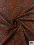 Paisley Tapestry-Look Brocade - Deep Red / Navy / Green / Silver