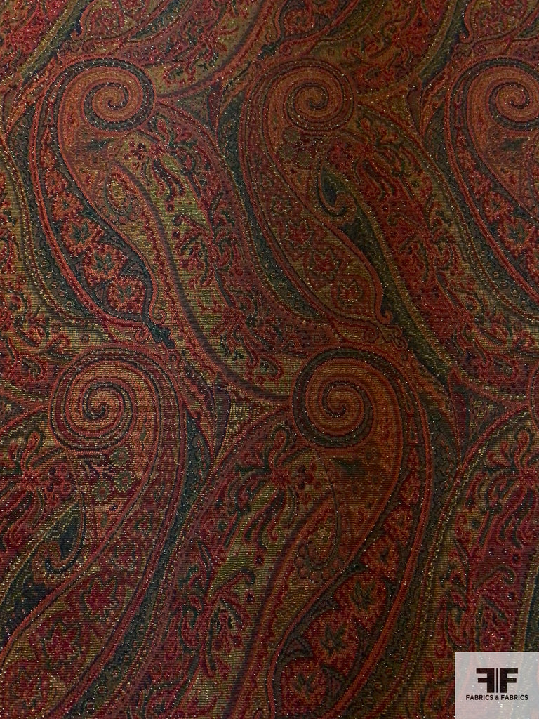 Paisley Tapestry-Look Brocade - Deep Red/Navy/Green/Silver | FABRICS ...